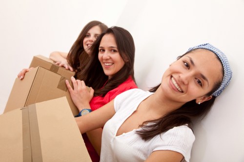 Charity donation items prepared for reuse from storage